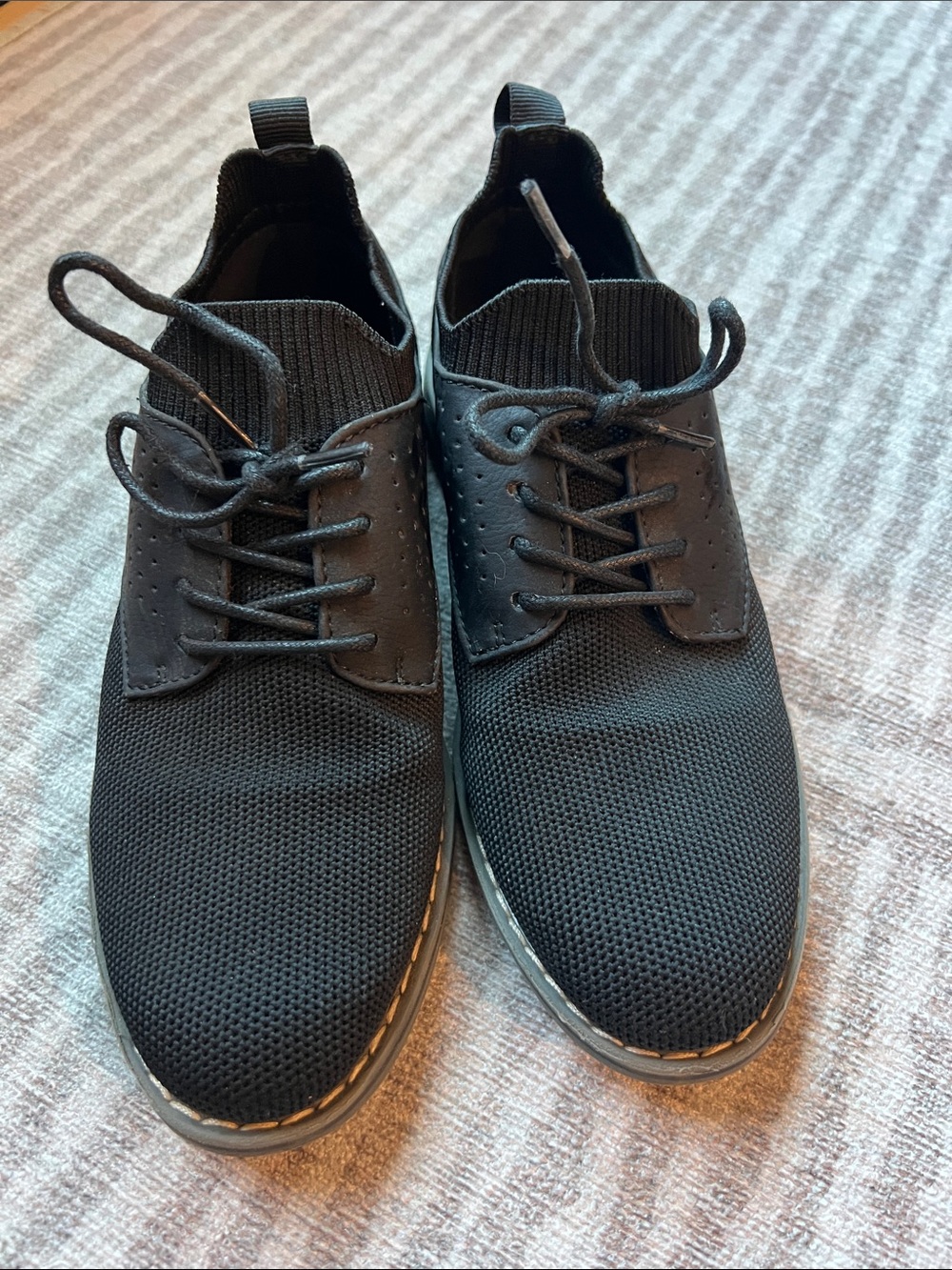 Boy's Black Knit Lace-Up Casual Shoes Oxford